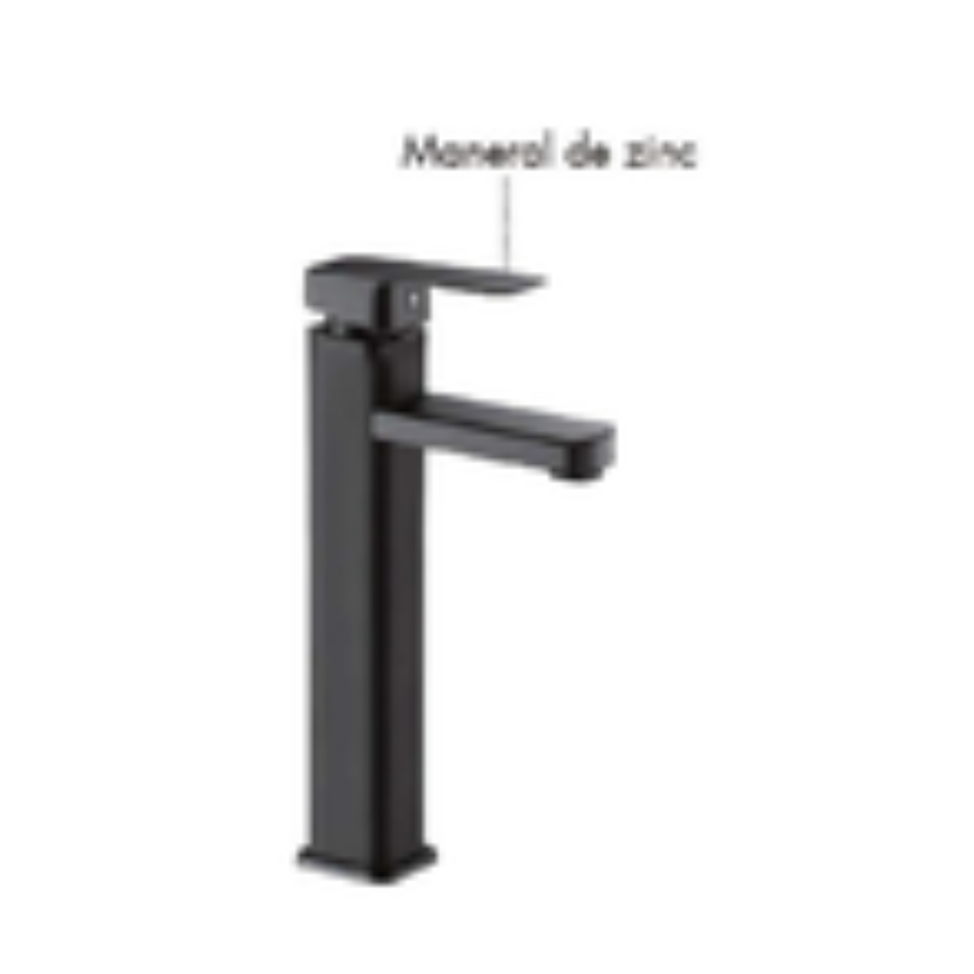 MONOMANDO PARA LAVABO NEGRO MATE 29CM (FLUJO FIJO) 1/10
