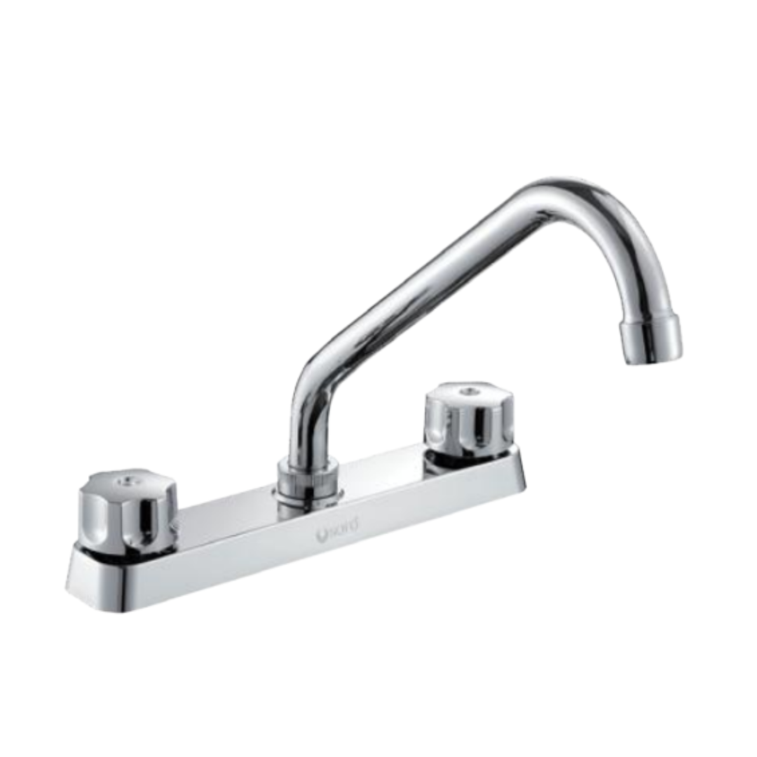 MEZCLADORA FREGADERO 8" CUERPO DE ZINC, CARTUCHO DE NYLÓN, CUELLO INOX. 19 x 400mm 1/12