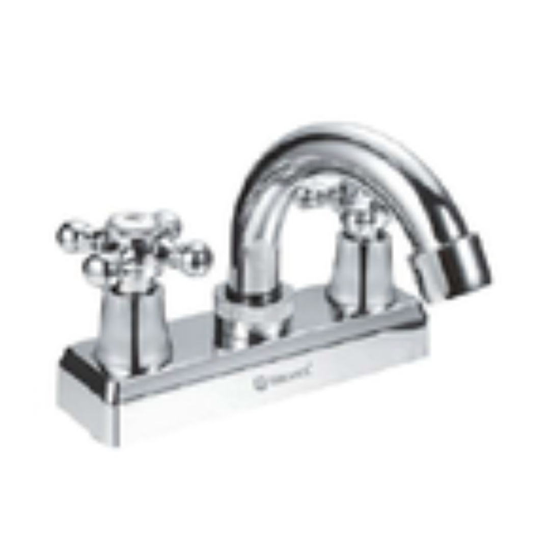 MEZCLADORA P/LAVABO 4" CROMADO LATON MANERAL CRUZ 4 VUELTA COMPLETA