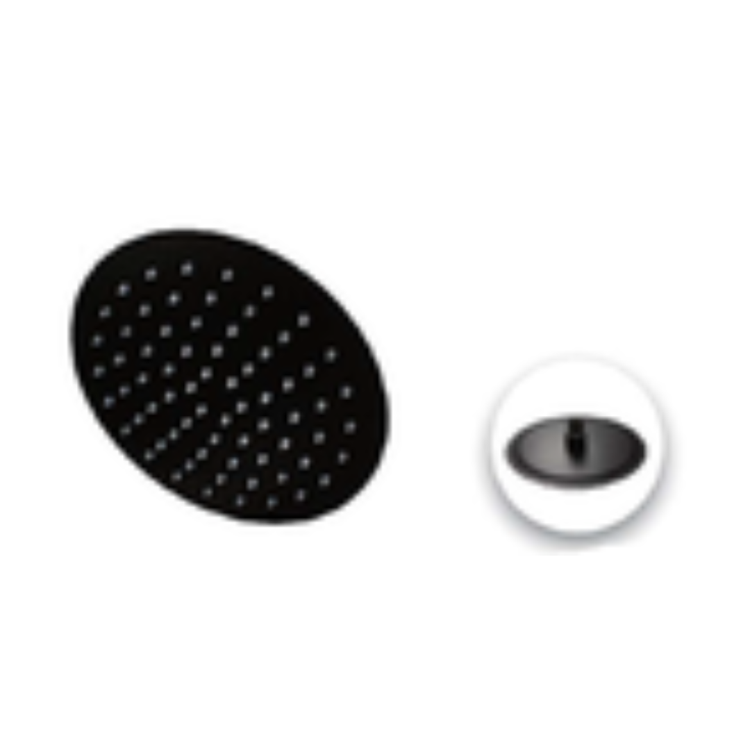 REGADERA REDONDA CUERPO Y BOLA DE ACERO INOXIDABLE NEGRO MATE 8"