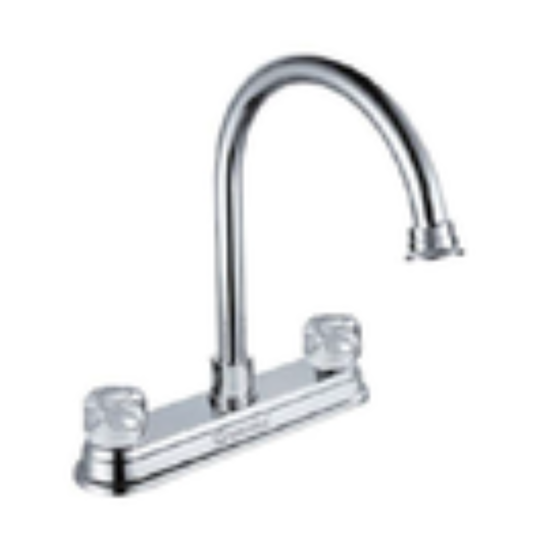 MEZCLADORA P/FREGADERO 8" CROMADO LATON Y AI VUELTA COMPLETA
