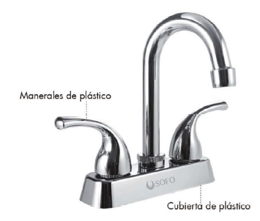 MEZCLADORA LAVABO 4" CUERPO Y CARTUCHO DE PLÁSTICO, CUELLO INOX. 19 x 280mm