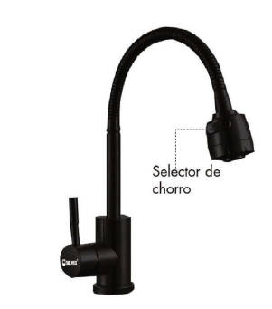 MONOMANDO FREGADERO, CUERPO, MANERAL Y CUELLO DE ACERO INOX. NEGRO MATE.