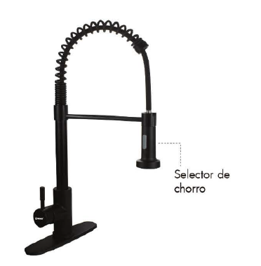 MONOMANDO P/FREGADERO ACERO INOX. EXTRAIBLE  NEGRO