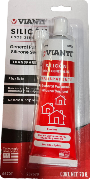 SILICON USO GENERAL BLISTER 70gr TRANSP.