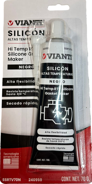 SILICON ALTA TEMPERATURA RTV BLISTER 70gr NEGRO